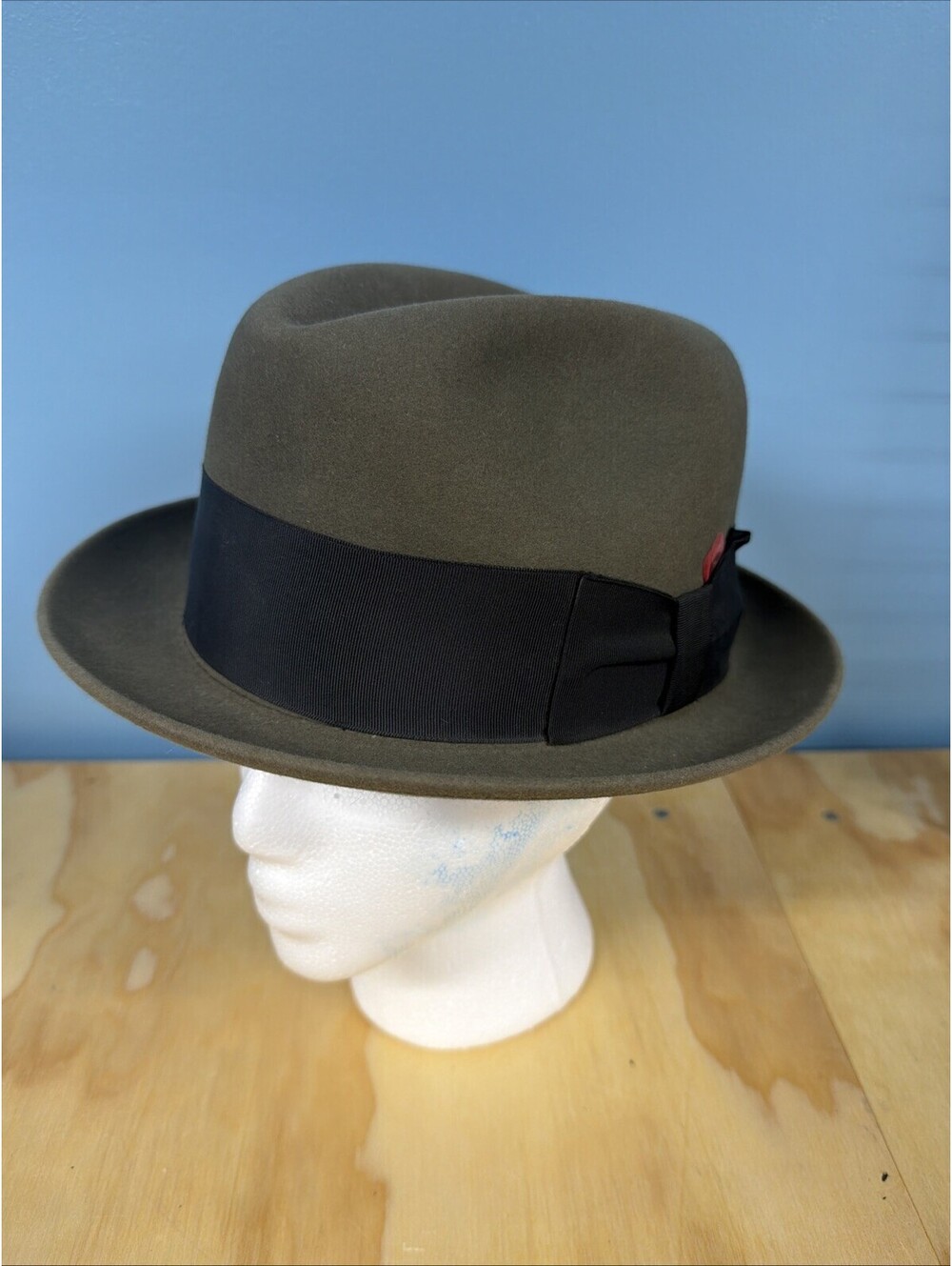 Authentic 1950s/40s Felt Dobbs Mens Hat In Olvie Grey Size 7 1/4